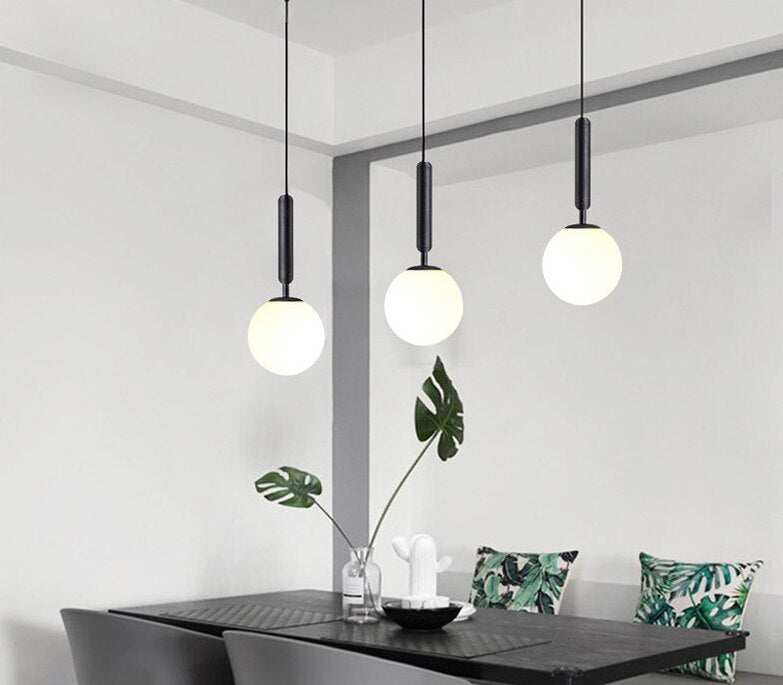 Modern Milk Glass Globe LED Pendant Light