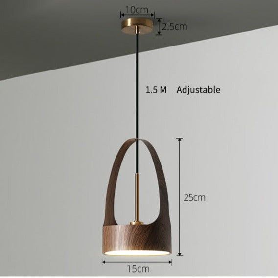 Minimalist Tinted Wood Finished Hanging Pendant Light