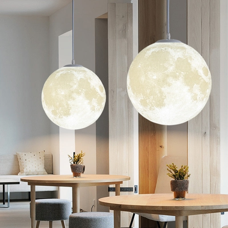 Nordic 3D Tri-light Glass Moon Pendant Light