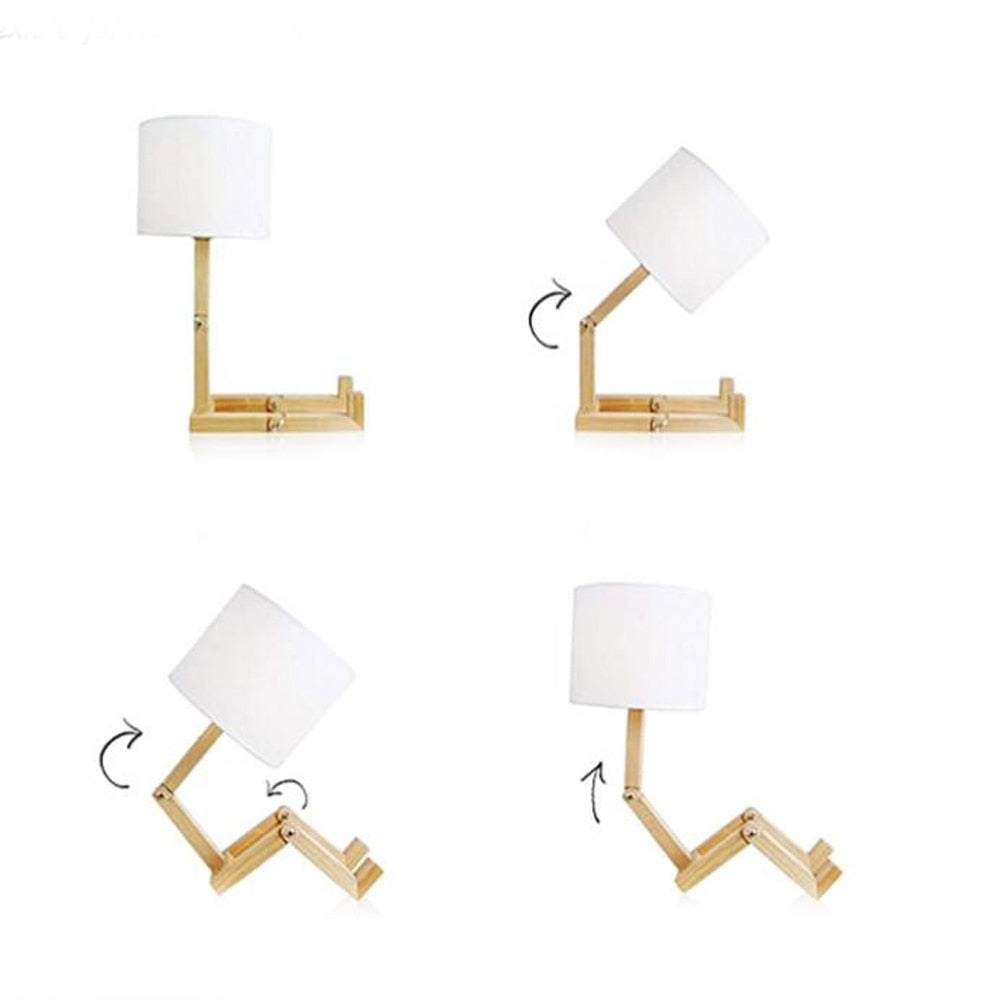 Robot Shape Wooden LED Table Lamps