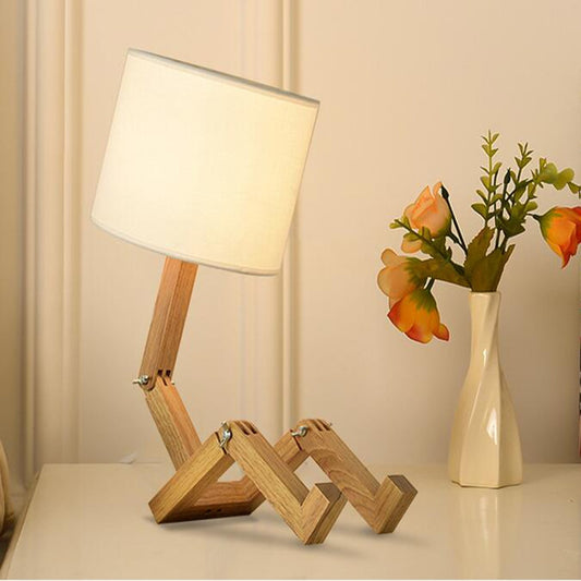 Robot Shape Wooden LED Table Lamps