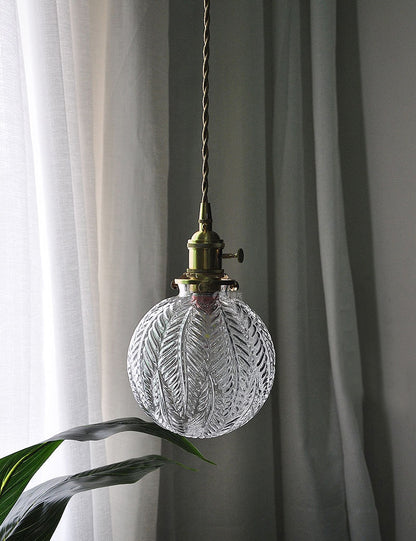 Nuuc Leaf Printed Glass Globe Pendant Light