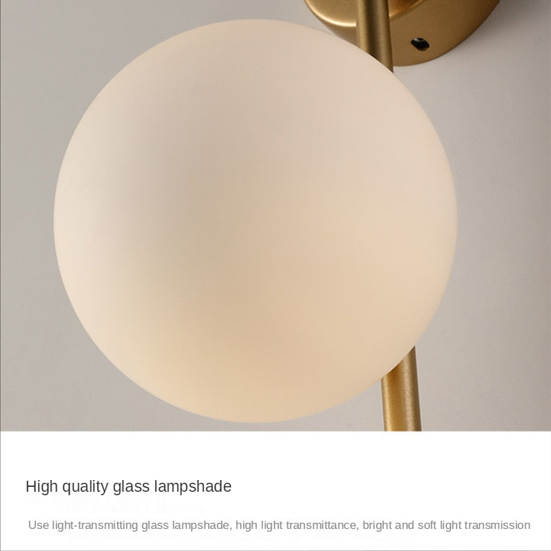 North Wall Lamp Gold Frosted Glass Globe Sconce