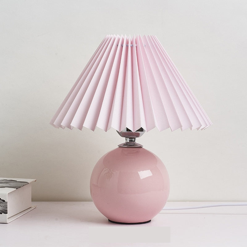 Korean LED Pleated + CeramicTable Lamp