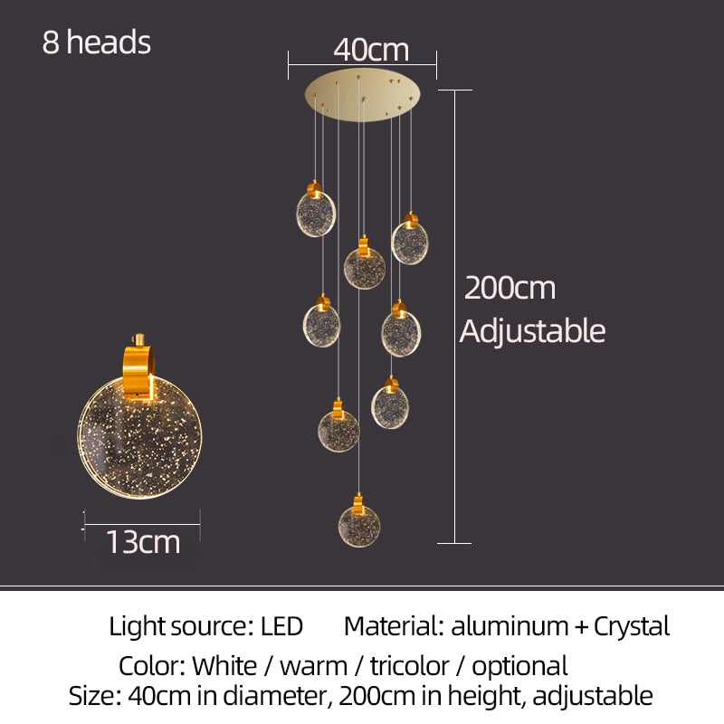 Yuan Rain Drop Brass + Solid Crystal Chandelier