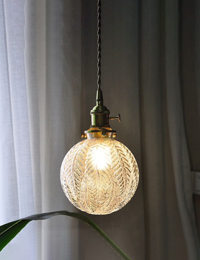 Nuuc Leaf Printed Glass Globe Pendant Light