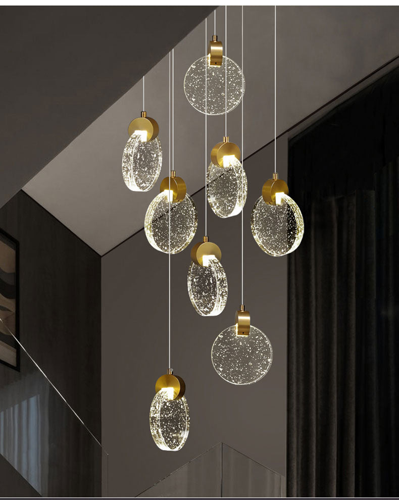 Yuan Rain Drop Brass + Solid Crystal Chandelier