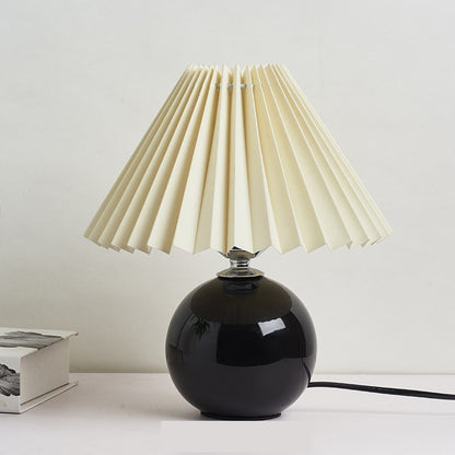 Korean LED Pleated + CeramicTable Lamp