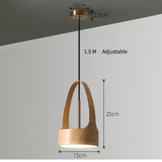 Minimalist Tinted Wood Finished Hanging Pendant Light