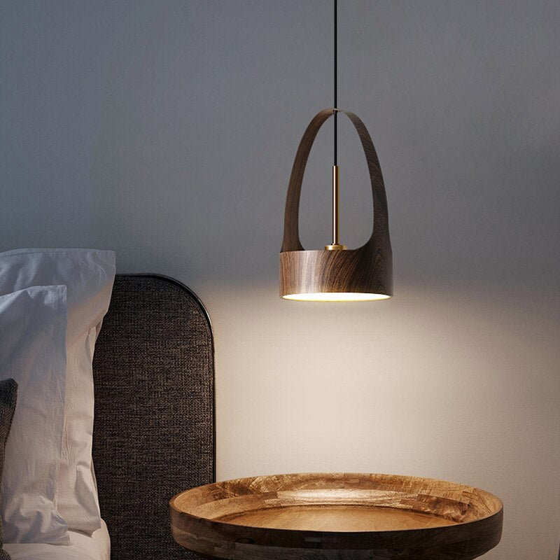 Minimalist Tinted Wood Finished Hanging Pendant Light