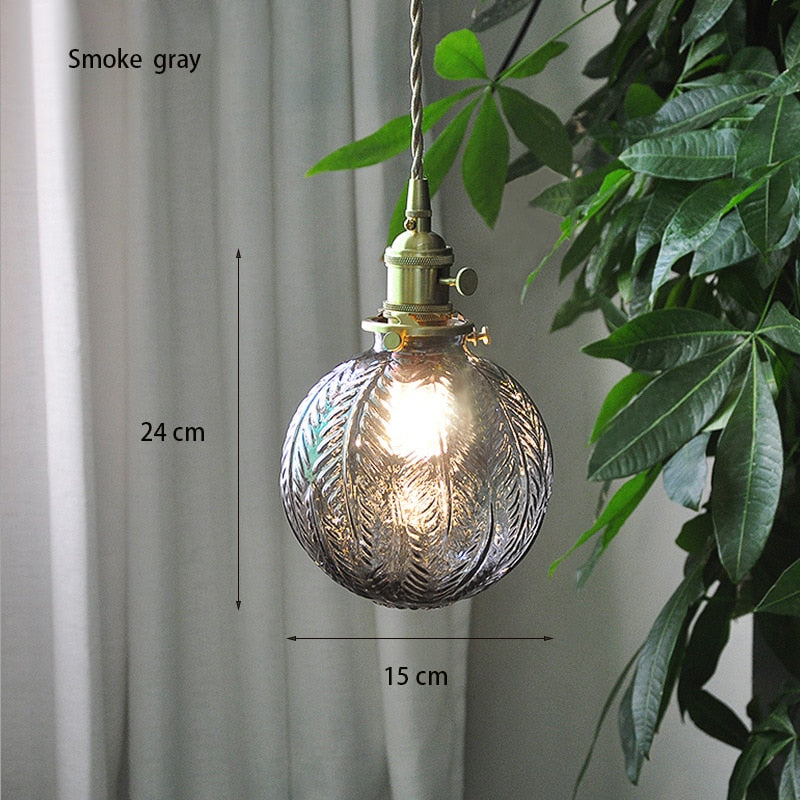 Nuuc Leaf Printed Glass Globe Pendant Light