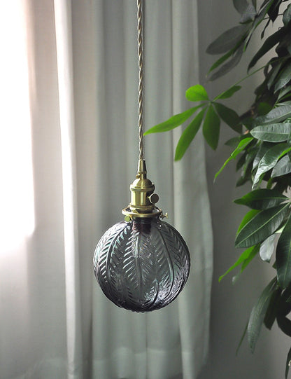 Nuuc Leaf Printed Glass Globe Pendant Light