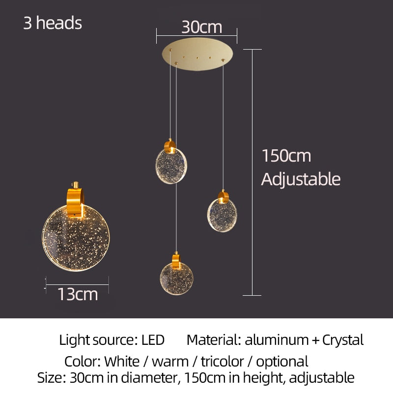 Yuan Rain Drop Brass + Solid Crystal Chandelier