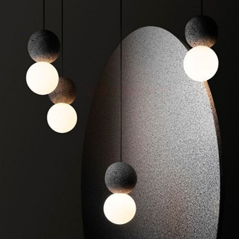 New Nordic Concrete + Frosted Glass Globe Pendant Light