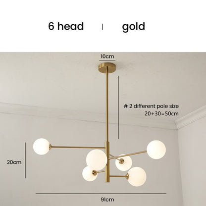 Sandy Modern Milk Glass Ball Branch Chandelier