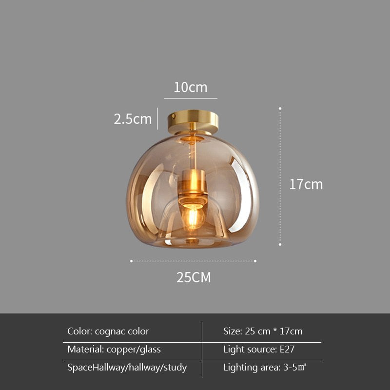 Wady Modern Minimalist Handblown Glass Globe Flush Mount