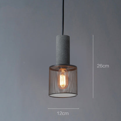 Industrial Style Cement + Mesh Metal Pendant Light