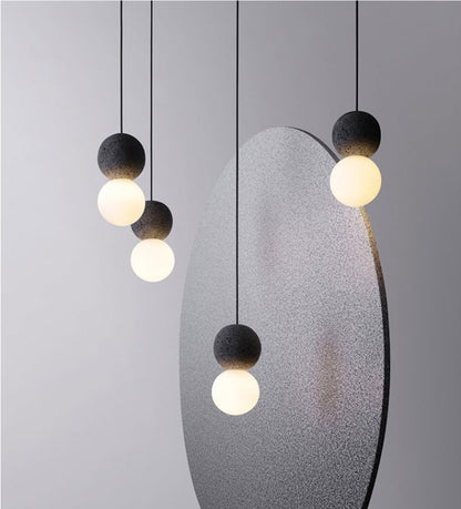 New Nordic Concrete + Frosted Glass Globe Pendant Light