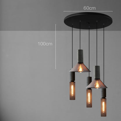 Industrial Style Cement + Mesh Metal Chandelier