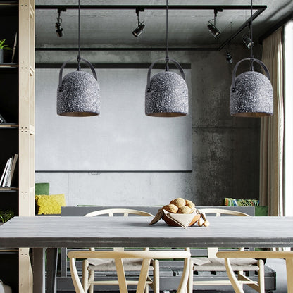 Modern Minimalist Grainy Cement Hanging Dome Pendant Light