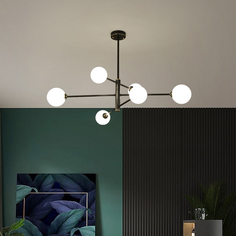 Sandy Modern Milk Glass Ball Branch Chandelier