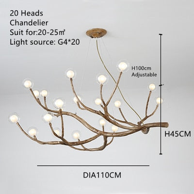 Nordic Resin Iron Tree Branch Chandelier