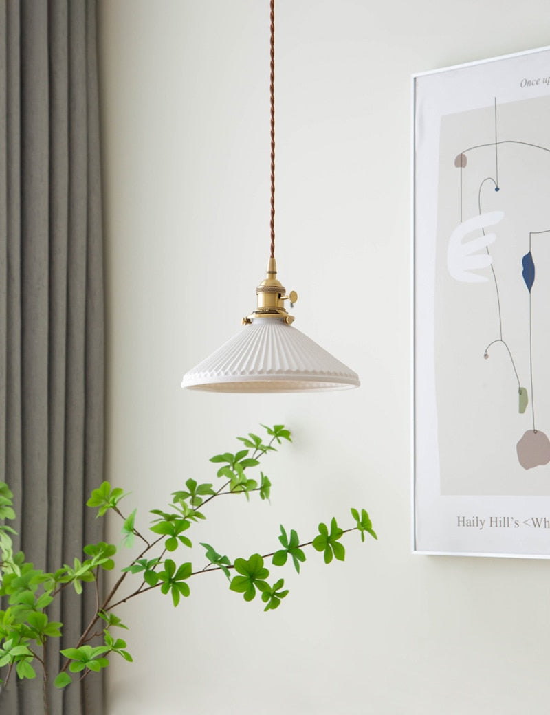 Nuuc Japandi Ribbed Ceramic Pendant Light