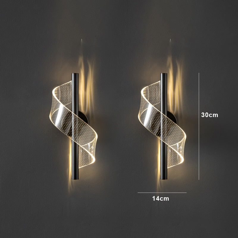 Modern Spiral Acrylic LED Hanging Wall Lamp