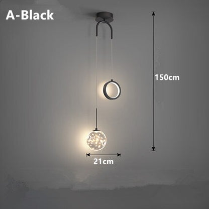 Modern Minimalist LED Ring + Gass Globe Pendant Light