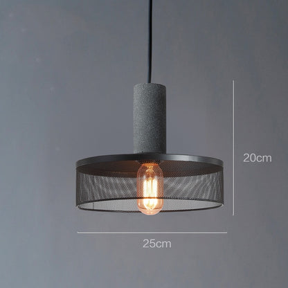 Industrial Style Cement + Mesh Metal Pendant Light