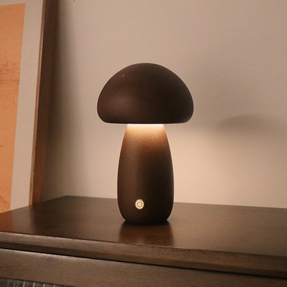 Mini LED Wooden Mushroom Bedside Table Lamp