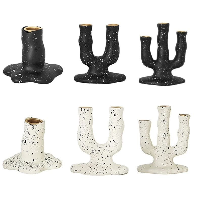 Nordic Splatted Ink Resin Candle Holders