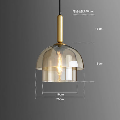 Industrial Style Champagne Smoked Glass Pendant Light