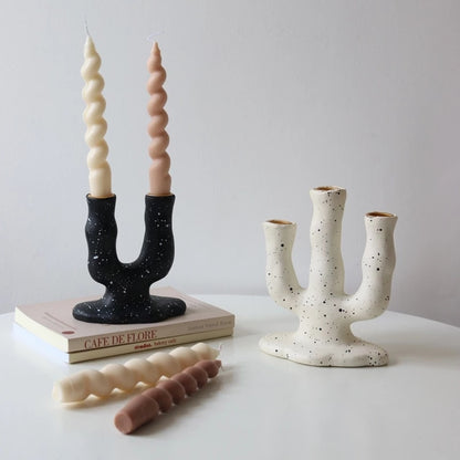 Nordic Splatted Ink Resin Candle Holders