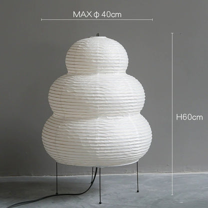 Japanese Wabi-sabi Paper Lantern Tripod Floor Lamp