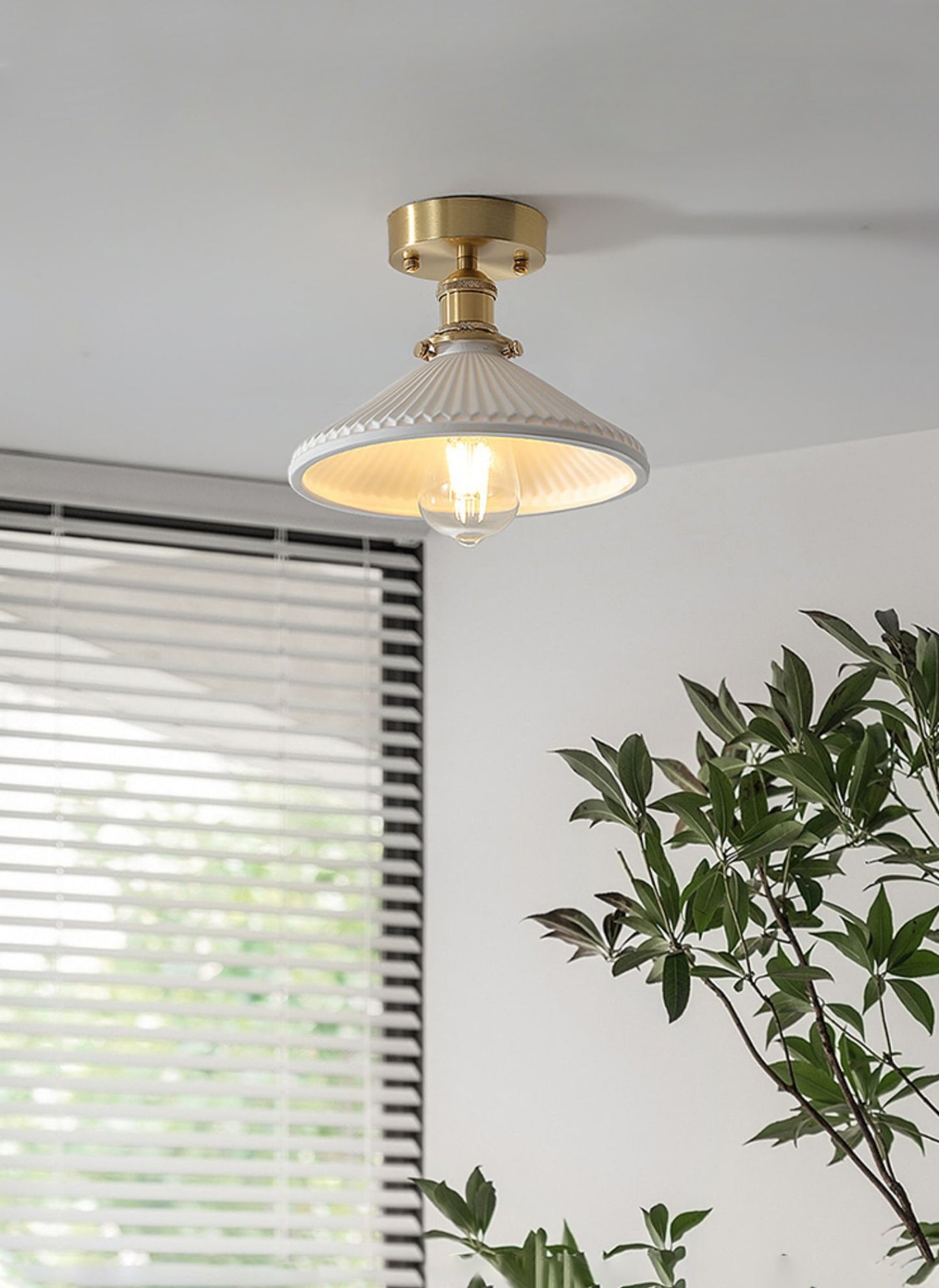 Nuuc Japandi Ribbed Ceramic Pendant Light