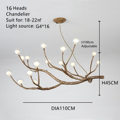 Nordic Resin Iron Tree Branch Chandelier