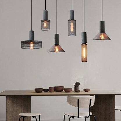 Industrial Style Cement + Mesh Metal Chandelier