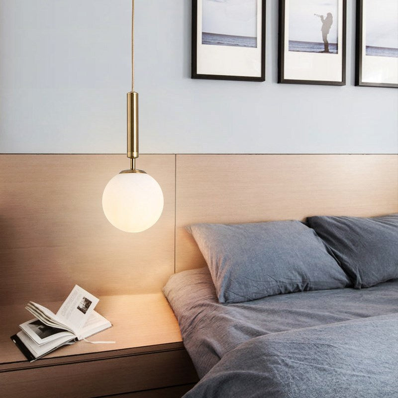 Modern Milk Glass Globe LED Pendant Light