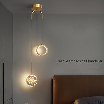 Modern Minimalist LED Ring + Gass Globe Pendant Light