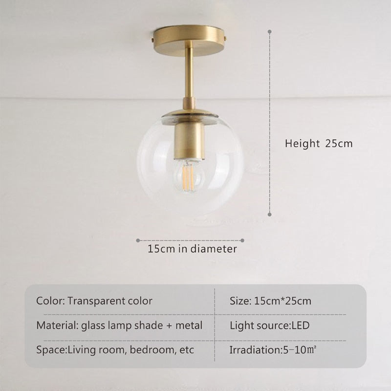 Wady Minimalist Round Glass Globe Semi Flush Mount