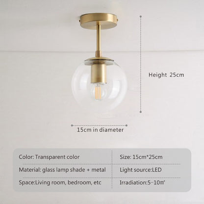 Wady Minimalist Round Glass Globe Semi Flush Mount