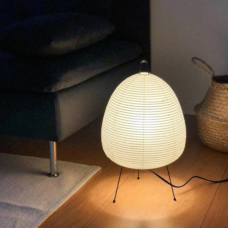 Japanese Rice Paper Lantern Tripod Table Lamp