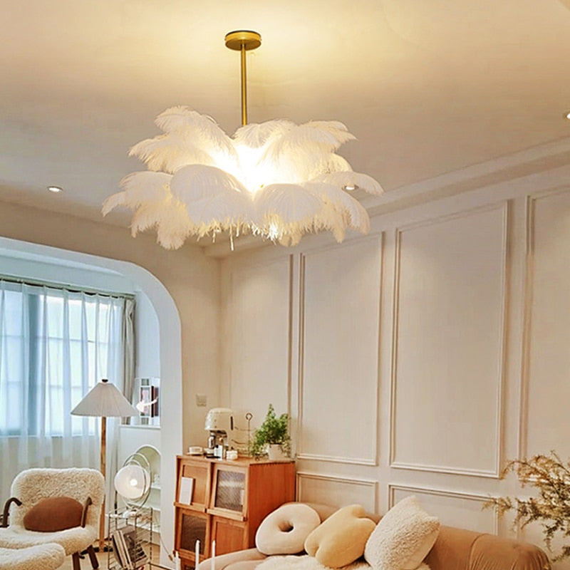 Modern Luxury Ostrich Feather Chandelier