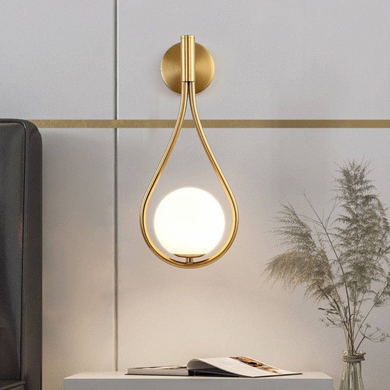 LED Tear Drop Milk Globe Wall Light