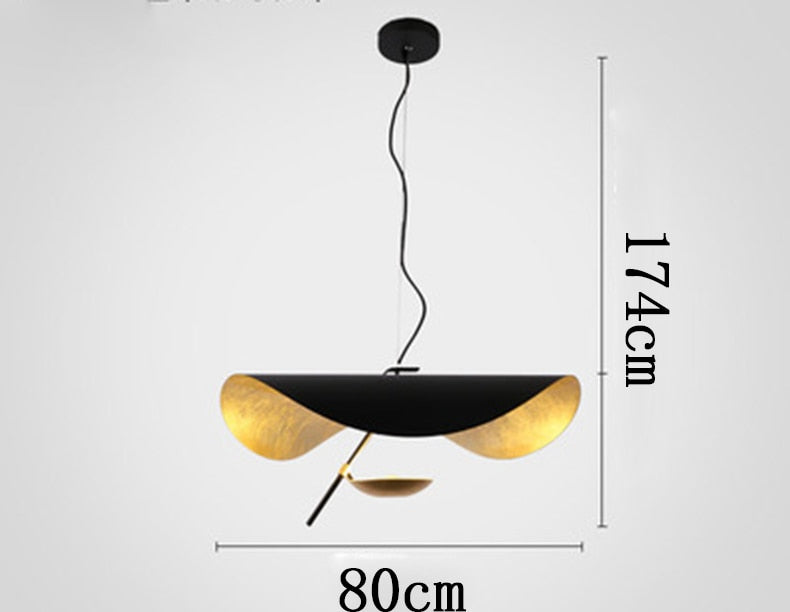 Modern Luxury Black & Gold Leaf Shape Pendant Light