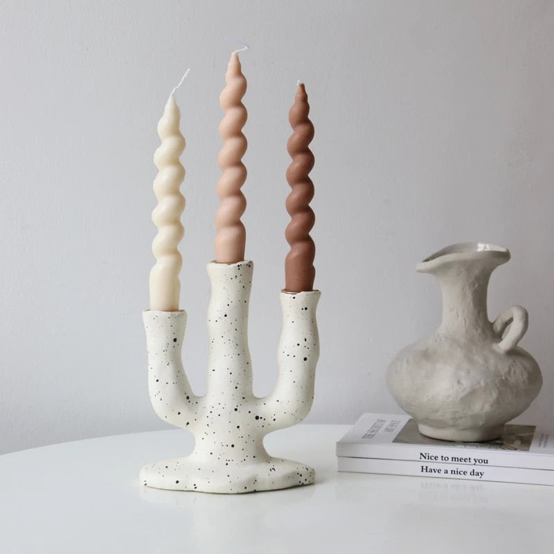 Nordic Splatted Ink Resin Candle Holders