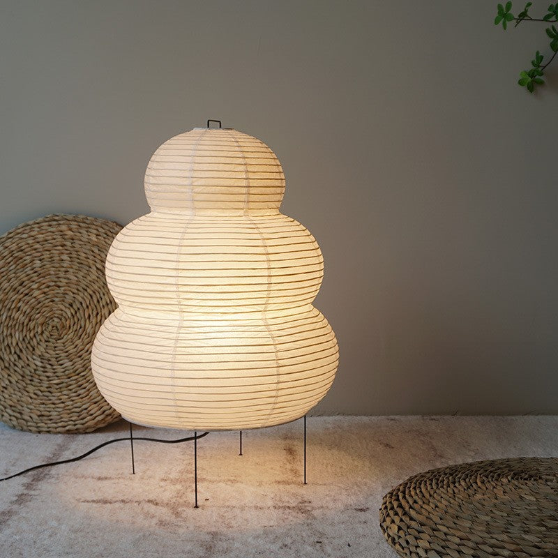 Japanese Wabi-sabi Paper Lantern Tripod Floor Lamp