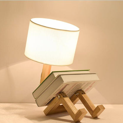 Robot Shape Wooden LED Table Lamps