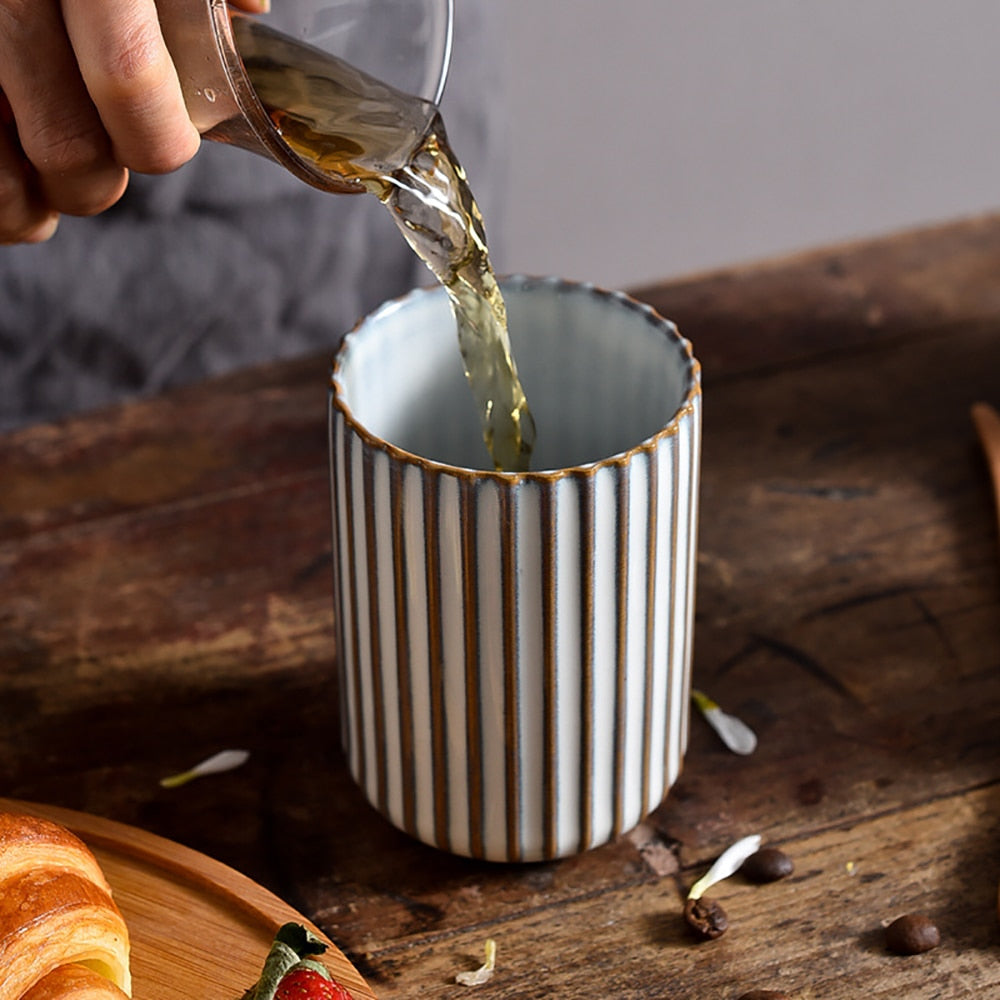 Monochromatic Vertical Striped Ceramic Cup